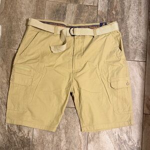 Khaki Cargo Shorts with Belt